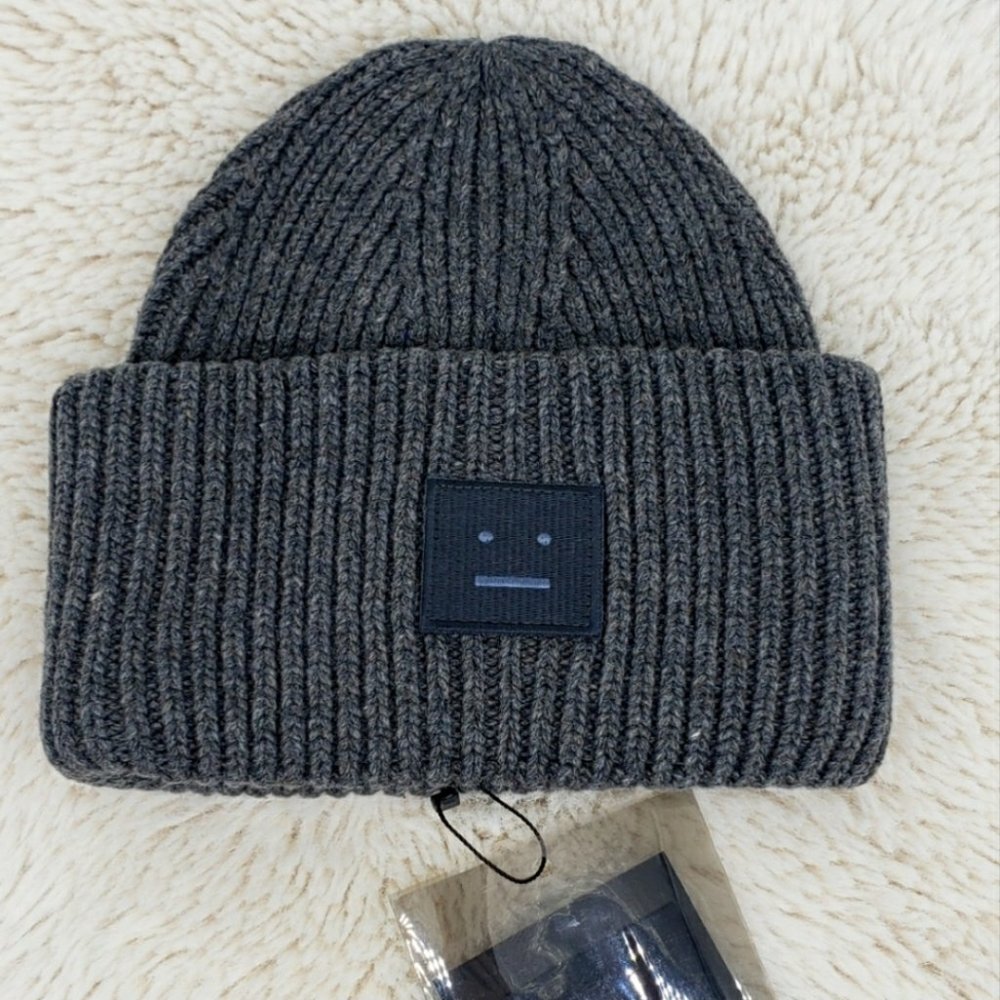 NEW Acne Studio Dark Grey Hat Beanie - Picture 2 of 4